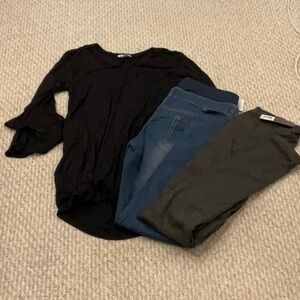 Maternity Bundle Black Top and Two Pairs of Pants